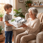 Personalised Gran's Garden Happy Cute Birth Flower Character Throw Blanket with 1-10 Name Home Decor Birthday Gift for Mum Gran