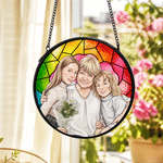 Personalised Stained Glass Photo Window Hanging Suncatcher Home Decor Anniversary Birthday Gift for Grandad Gran