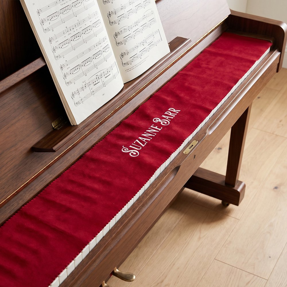 Funda protectora personalizada bordada con diseño vintage de teclado de piano y texto accesorio de escritorio regalo de cumpleaños para pianistas