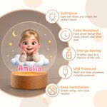 Personalised Cute Cartoon Photo Acrylic LED Night Light with Name and Wooden Base Bedroom Bedside Decor Birthday Gift for Kids New Parents