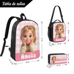 Set de mochila fiambrera y estuche personalizados con personaje de dibujos animados y nombre regalo de vuelta al cole para niños y chicos