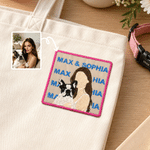Personalised Multicolour Embroidered Photo Patch with Name Clothing Decor Anniversary Wedding Birthday Gift for Woman Family Newlywed Pet Owner