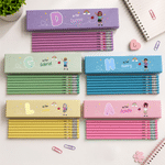 Personalized Cartoon Character Pencil Case 12 Pcs Pencils Set with Name and Initial Daily Use Back to School Birthday Gift for Kids