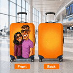 Personalized Exaggerated Comic Photo Luggage Cover Fits 18-32 Inches Suitcase Daily Use Travel Accessories Birthday Gift for Travel Lovers Couples