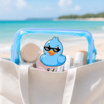 Personalised Multicolour Professional Yellow Duck Clear Waterproof Transparent Makeup Bag with Name Beach Party Travel Birthday Gift for Friends Women