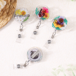 Personalised Flower Acrylic Retractable ID Badge Reel with Name Hospital Daily Use Nurse Graduation Birthday Gift for Nurses Doctors