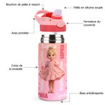 Gourde personnalisée avec nom et photo - Style dessin animé et anti-fuite - Cadeau de rentrée scolaire pour enfants