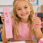 Personalized Cartoon Character Pencil Case 12 Pcs Pencils Set with Name and Initial Daily Use Back to School Birthday Gift for Kids