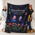 Personalized Starry Sky Butterfly Flower Soft Throw Blanket with Name Home Decor Party Birthday Gift for Sisters Friends Bestie