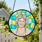 Personalised Stained Glass Photo Window Hanging Suncatcher Home Decor Anniversary Birthday Gift for Grandad Gran