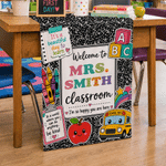 Personalised Notebook Pencil Teaching Elements Table Runner with Text Back to School Birthday Gift for Teacher