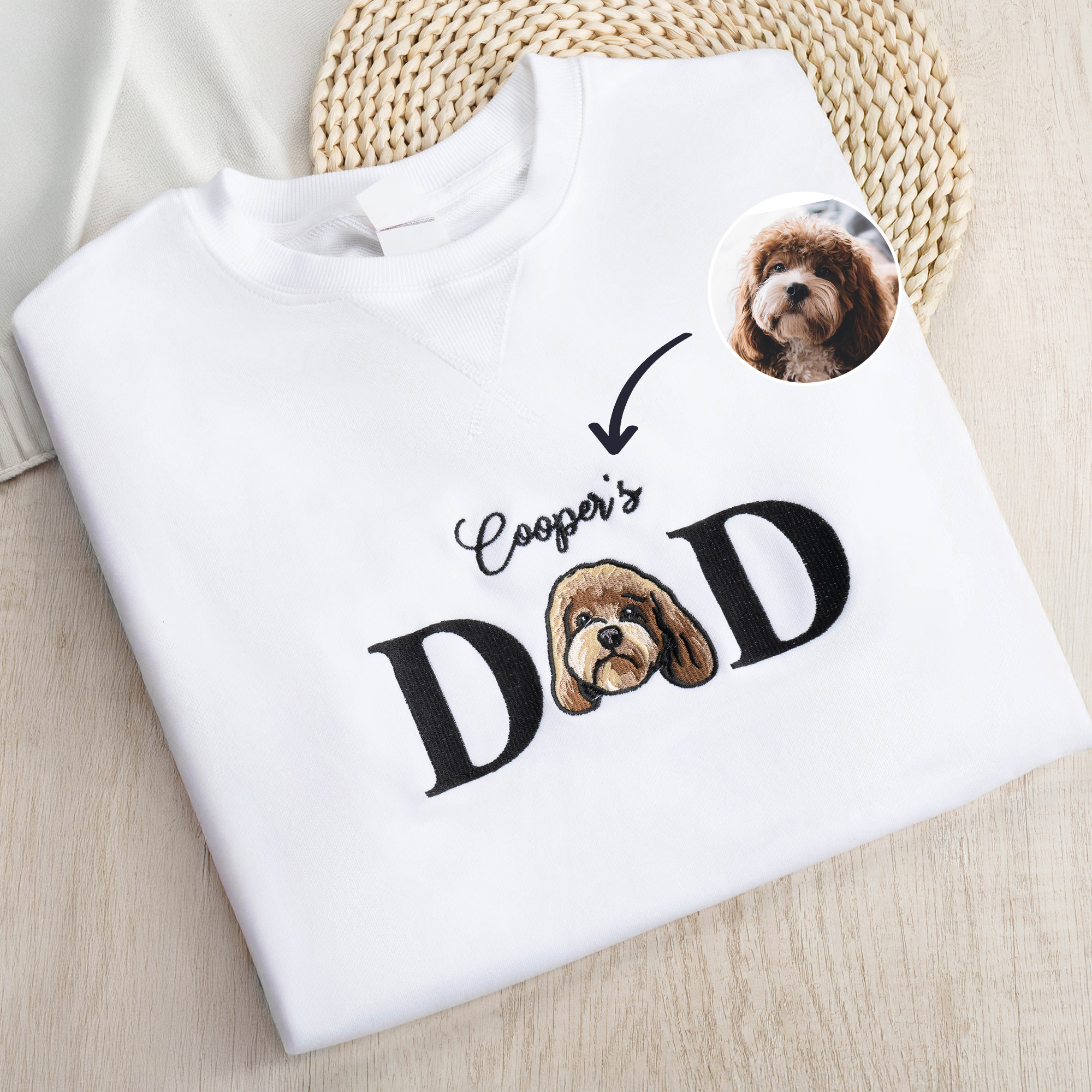 Personalisierte bestickt Hund Katze Haustier Porträt Foto weiches T-shirt Sweatshirt Hoodie mit Namen Geburtstag Urlaub Geschenk für Tierbesitzer Liebhaber