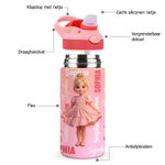 Gepersonaliseerde BPA-vrije doorzichtige waterfles met cartoonfiguur en naam cadeau voor nieuw schooljaar of verjaardag