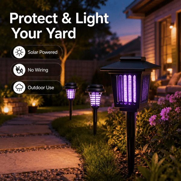 2-in-1 Solar Mosquito Zapper Path Lights, UV Insect Killer Garden Stake Light, Auto Dusk-to-Dawn Solar Yard Lamp, Housewarming Gift for Family/Friends