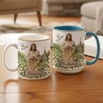 Personalized Jesus Sheep Pigeon 11 oz 15 oz Ceramic Coffee Mug with Name and Coaster Religious Baptism Memorial Birthday Gift for Christian Friend