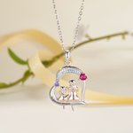 Collar personalizado de corazón madre e hija con nombres grabados y piedras de nacimiento regalo de cumpleaños Día de la Madre para mujer y niñas