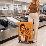 Personalized Exaggerated Comic Photo Luggage Cover Fits 18-32 Inches Suitcase Daily Use Travel Accessories Birthday Gift for Travel Lovers Couples