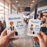 Personalised Travel Cartoon Character Airplane Luggage Tag Passport Holder Set with Name and Text Daily Use Birthday Gift for Travel Lovers Friends