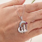 Collar personalizado de corazón madre e hija con nombres grabados y piedras de nacimiento regalo de cumpleaños Día de la Madre para mujer y niñas