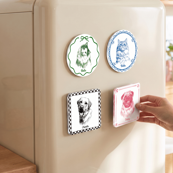 Personalized Multicolour Pet Photo Fridge Magnet with Name Kitchen Decoration Birthday Anniversary Gift for Pet Owners Lovers