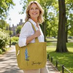 Personalised Birth Flower Corduroy Large Capacity Tote Bag with Name Daily Use Birthday Gift for Women