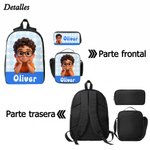 Set de mochila fiambrera y estuche personalizados con personaje de dibujos animados y nombre regalo de vuelta al cole para niños y chicos