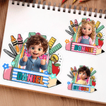 Personalized Cartoon Photo Pencil Waterproof Sticker Label with Name Back to School Birthday Gift for Kids