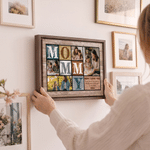 Personalized Daddy Mommy 4 Photos Collage Canvas Prints with Names and Text Warm Minimalist Living Room Decor Ship from USA Birthday Gift for Dad Mom
