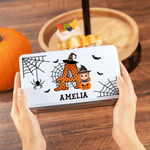 Personalised Cute Cartoon Character Biscuit Tin Box with Initial and Name Halloween Party Gift for Boys Girls