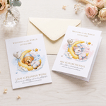 Carte de naissance personnalisée représentant des animaux endormis à l'aquarelle, avec le prénom et un message de naissance. Cadeau idéal pour une baby shower ou un anniversaire, destiné aux nouveaux 