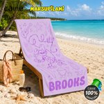Spersonalizowany, szybkoschnący ręcznik plażowy w rozmiarze oversize z motywem lamparta i Marsupilamiego oraz imieniem – prezent na letnie wakacje i podróże dla dzieci | Callie × Marsupilami®