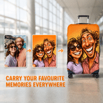 Personalized Exaggerated Comic Photo Luggage Cover Fits 18-32 Inches Suitcase Daily Use Travel Accessories Birthday Gift for Travel Lovers Couples