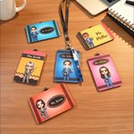 Personalized Cartoon Character Teacher ID Card PU Leather Badge Holder Lanyard Teacher's Day Back to School Gift for Teacher