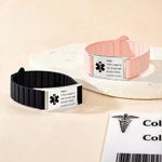 Gepersonaliseerde medische alarmarmband met gegraveerd ID-label en magnetische band voor dagelijks gebruik en reizen praktisch cadeau voor patiënten