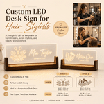 Personalized Hairdressing Pattern Design Acrylic LED Night Light with Name & Position and Wooden Base Hair Salon Birthday Gift for Hairdresser