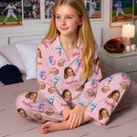 Personalised Six Seven Meme Design Face Photo Multicolour Pyjama Set with Name Birthday Gift for Children