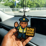Personalized Cute Face Photo Slow Down Daddy Car Rearview Mirror Ornament Car Decor Daily Use Birthday Gift for Daddy