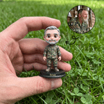 Personlig, kreativ fotostatett i 3D-tecknad stil föreställande en soldat, med text – prydnad till kontorsskrivbordet, födelsedagspresent till pensionerad soldat