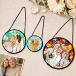 Personalised Stained Glass Photo Window Hanging Suncatcher Home Decor Anniversary Birthday Gift for Grandad Gran