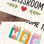 Personalised Notebook Pencil Teaching Elements Table Runner with Text Back to School Birthday Gift for Teacher