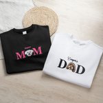 Personalized Embroidered Dog Cat Pet Portrait Photo Soft T-shirt Sweatshirt Hoodie with Name Birthday Holiday Gift for Pet Owners Lovers