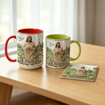 Personalized Jesus Sheep Pigeon 11 oz 15 oz Ceramic Coffee Mug with Name and Coaster Religious Baptism Memorial Birthday Gift for Christian Friend