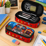 Personalized 3D-Effect Artwork Cartoon Vehicle Pencil Case with Name and Photo Daily Use Back to School Birthday Gift for Kids Students