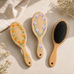 Personalized Birth Flower Hair Brush with Name Mother's Day Bachelorette Party Birthday Gift for Women Bestie