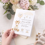 Personalized Giraffe Balloon Greeting Card with Name Baby Announcement Shower Birthday Gift for Newborns New Parents