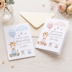 Personalized Giraffe Balloon Greeting Card with Name Baby Announcement Shower Birthday Gift for Newborns New Parents