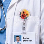 Personalised Flower Acrylic Retractable ID Badge Reel with Name Hospital Daily Use Nurse Graduation Birthday Gift for Nurses Doctors