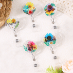 Personalised Flower Acrylic Retractable ID Badge Reel with Name Hospital Daily Use Nurse Graduation Birthday Gift for Nurses Doctors