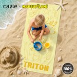 Spersonalizowany, szybkoschnący ręcznik plażowy w rozmiarze oversize z motywem lamparta i Marsupilamiego oraz imieniem – prezent na letnie wakacje i podróże dla dzieci | Callie × Marsupilami®