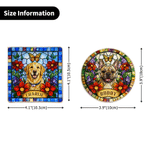 Personalized Stained Glass Style Floral Butterfly Pet Photo Circle Square Ceramic Trinket Jewellery Dish with Name Birthday Gift for Pet Lovers